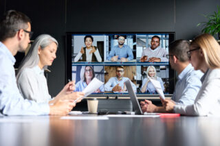 videoconference in meeting room