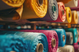 Colorful rolls of fabric