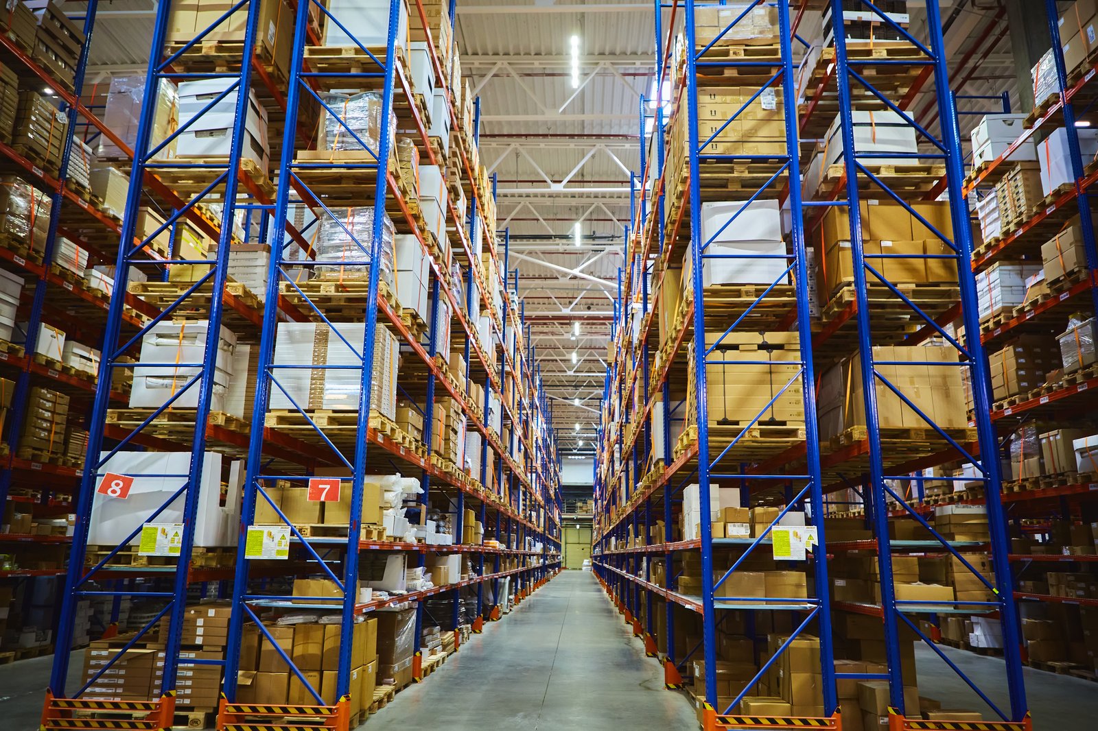 Warehouse storage facility with organized shelving representing enterprise commercial storage